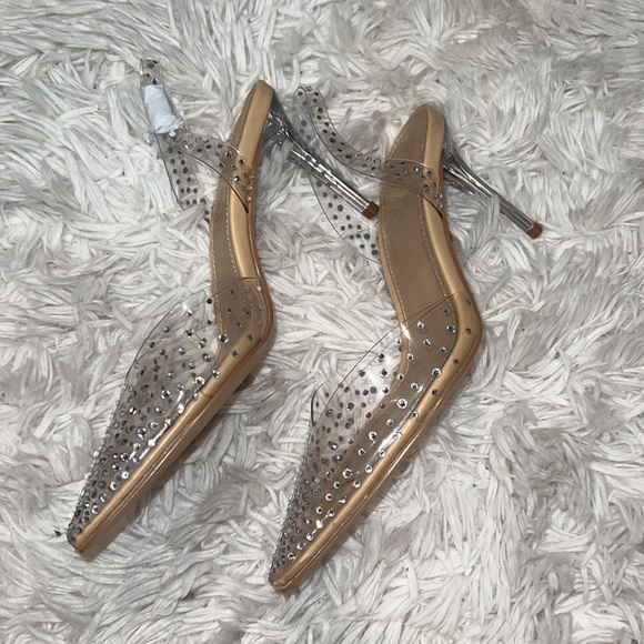 New clear heels with rhinestones. Worn once - Picture 6 of 13